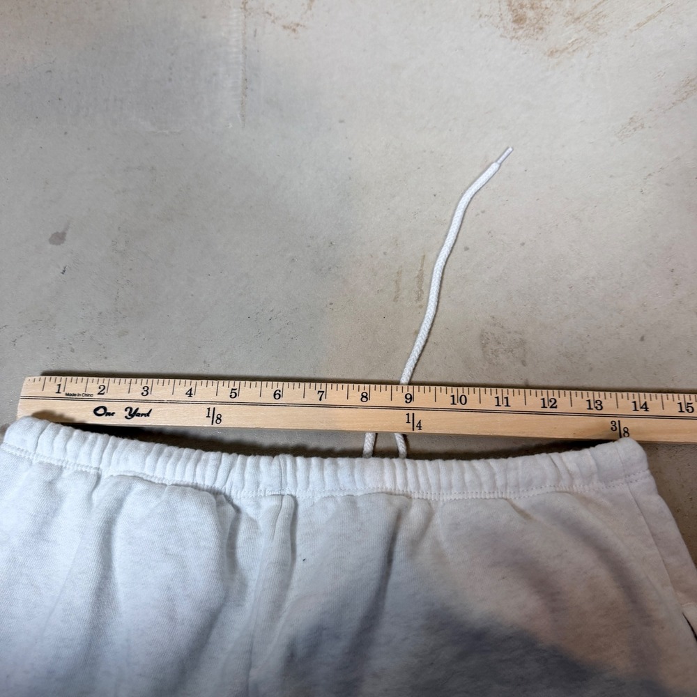 Brandy Melville White Wide Leg Sweatpants Raw Hem Elastic Waist Pockets - Picture 4 of 6